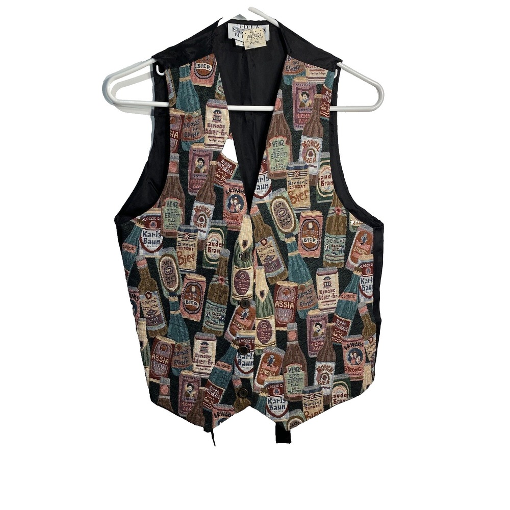 NEW‎ idea nuova womens vintage vest size medium large suit business BEER BOTTLES